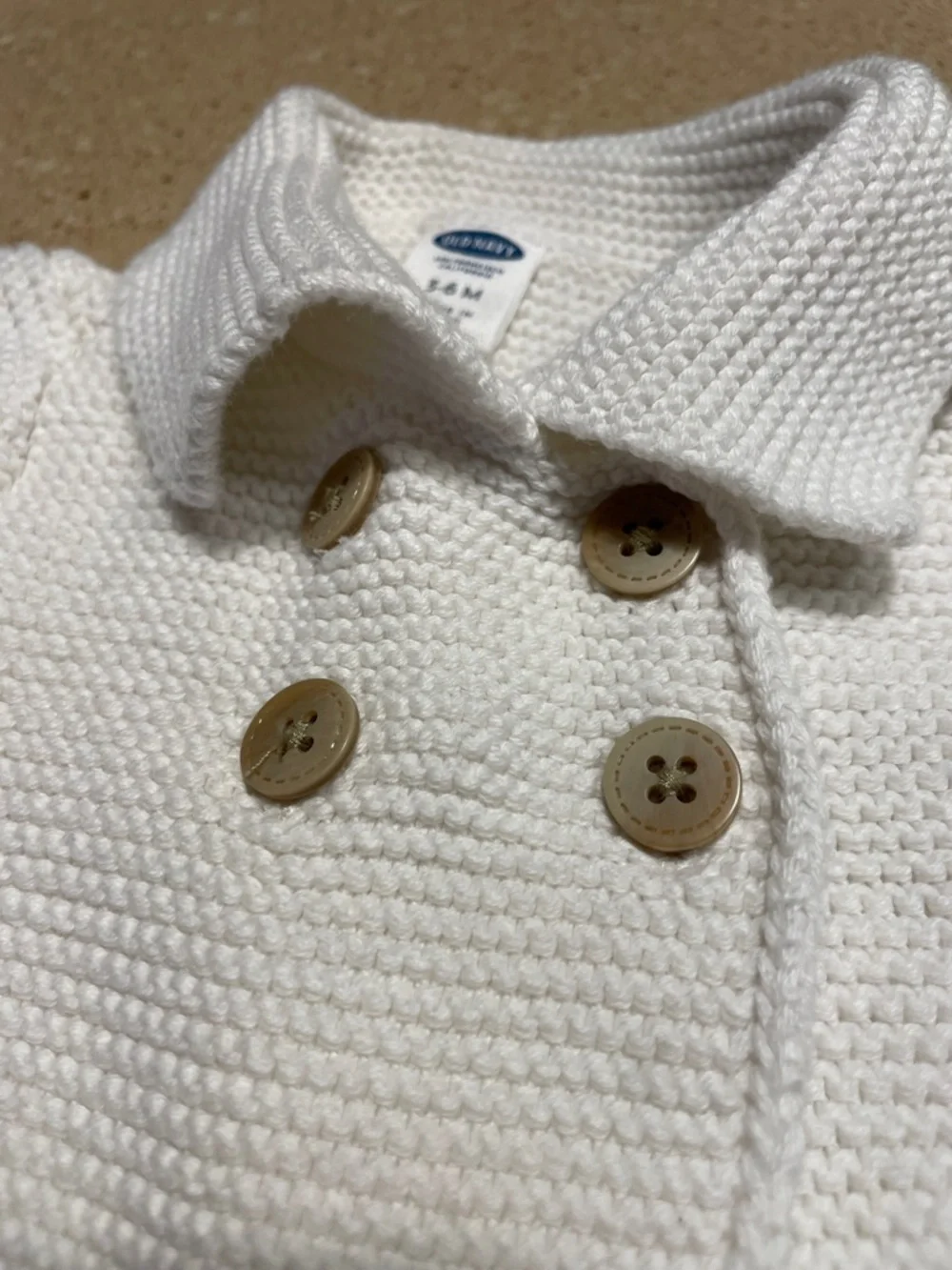 Old Navy White Knit Double-Breasted Baby Cardigan
